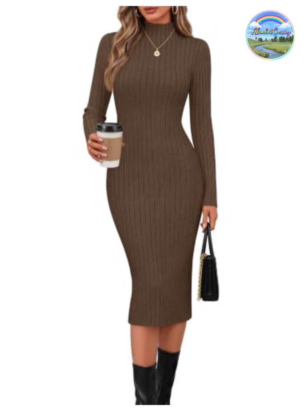 Ribbed Knit Bodycon Midi Sweater Dress